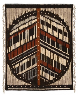 Kilim "Pinia", proj. Maria Janowska (1976), wyk. Spółdzielnia Pracy Rękodzieła Ludowego i Artystycznego "Koronka", Bobowa, 2 poł. l. 70. XX w. Fot. Lech Andrzejewski 