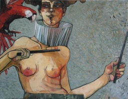 Magdalena Połacik (ur.1980), Lili i papuga (2015), olej, płótno 70x90 cm