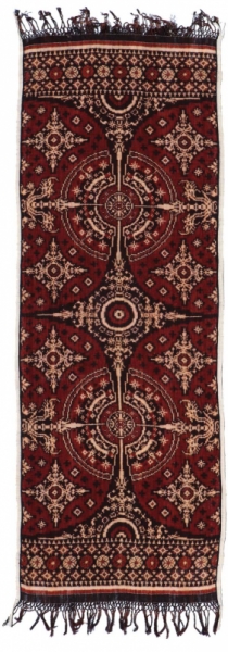 GERINGSING YUDA, Tenganan Pegringsingan, wschodnia Bali,2001. Ikat podwójny, bawełna, barwniki naturalne. POCHODZENIE: Od tkaczki Ni Nengah Supratmini (ur. 1979), Tenganan Dauh Tukad, Bali.